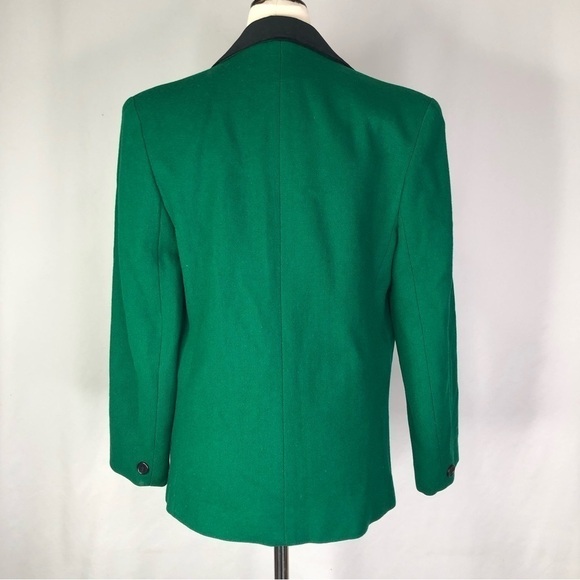 VINTAGE Dumas wool and velvet blazer hunter green black dark cottagecore - Picture 4 of 9